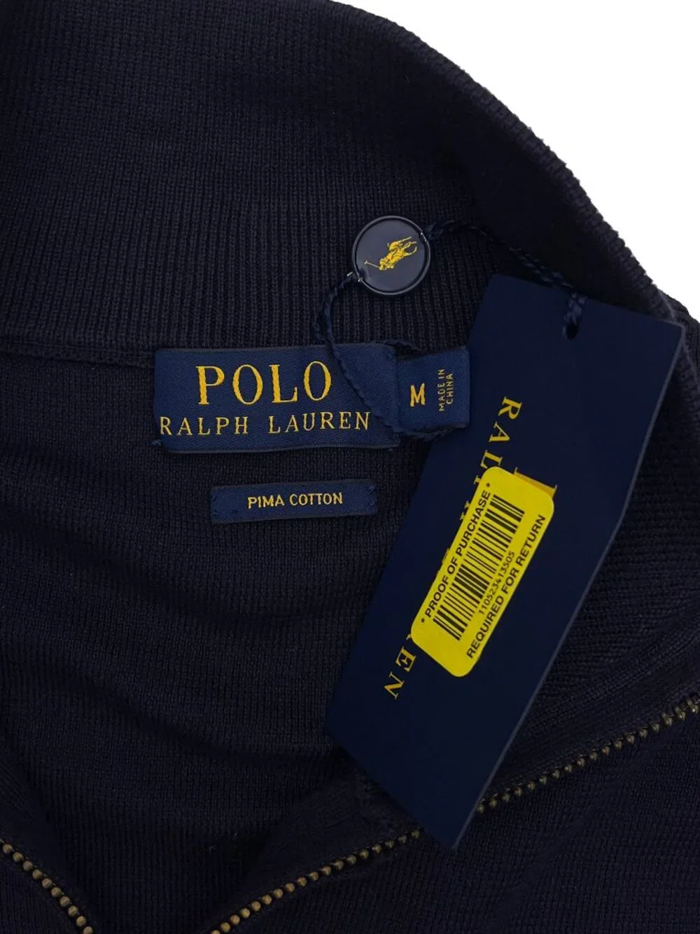 Polo Ralph Lauren NEW NWT Vest 1/4 Zip Pima Cotton Navy Blue Lightweight Mens M